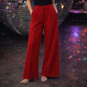 70's inspired Cherry Red Flared Disco Corduroy Pants, Joe Fresh Size 2